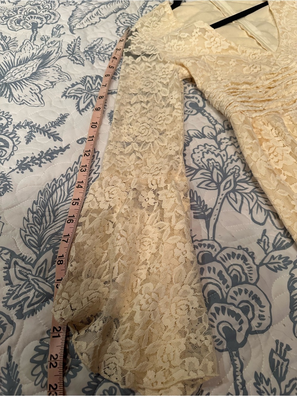 Cream Lace Bohemian/Renaissance Maxi Dress with Bell Sleeves - Picture 8 of 11